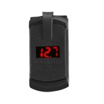 Moto socket USB charger x 2 and digital voltmeter, red led, black color